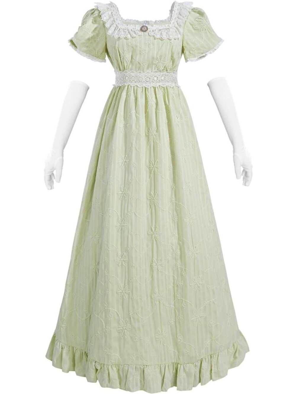 Elegant Puff Sleeve Tea Party Dress with Gloves | Vintage-Inspired Women's